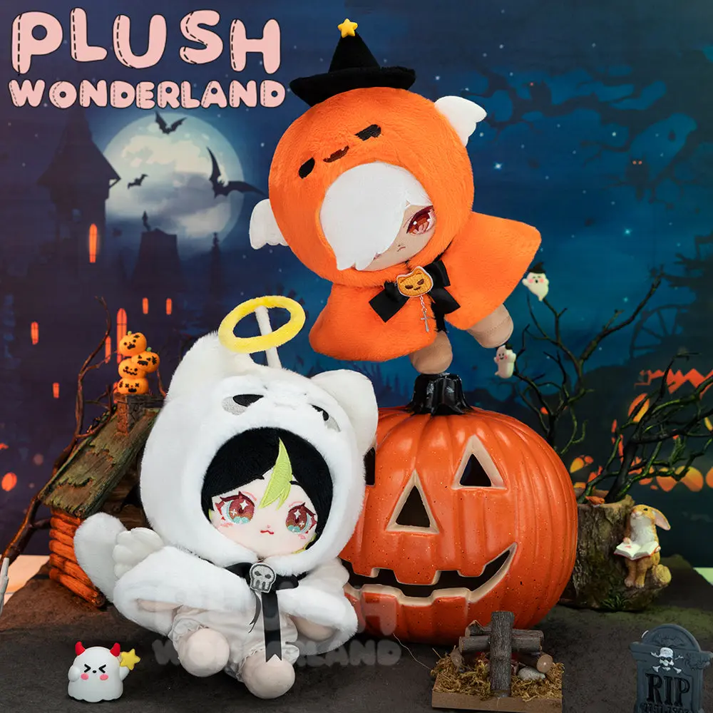 【IN STOCK】PLUSH WONDERLAND Doll Clothes 10CM Halloween Cloak White Orange - Image 3
