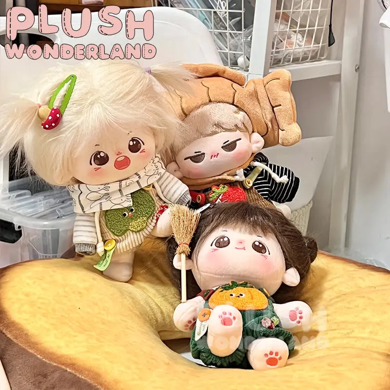 【IN STOCK】PLUSH WONDERLAND Fruit and Vegetable Overalls Plushies 15CM/20CM Cotton Doll Clothes