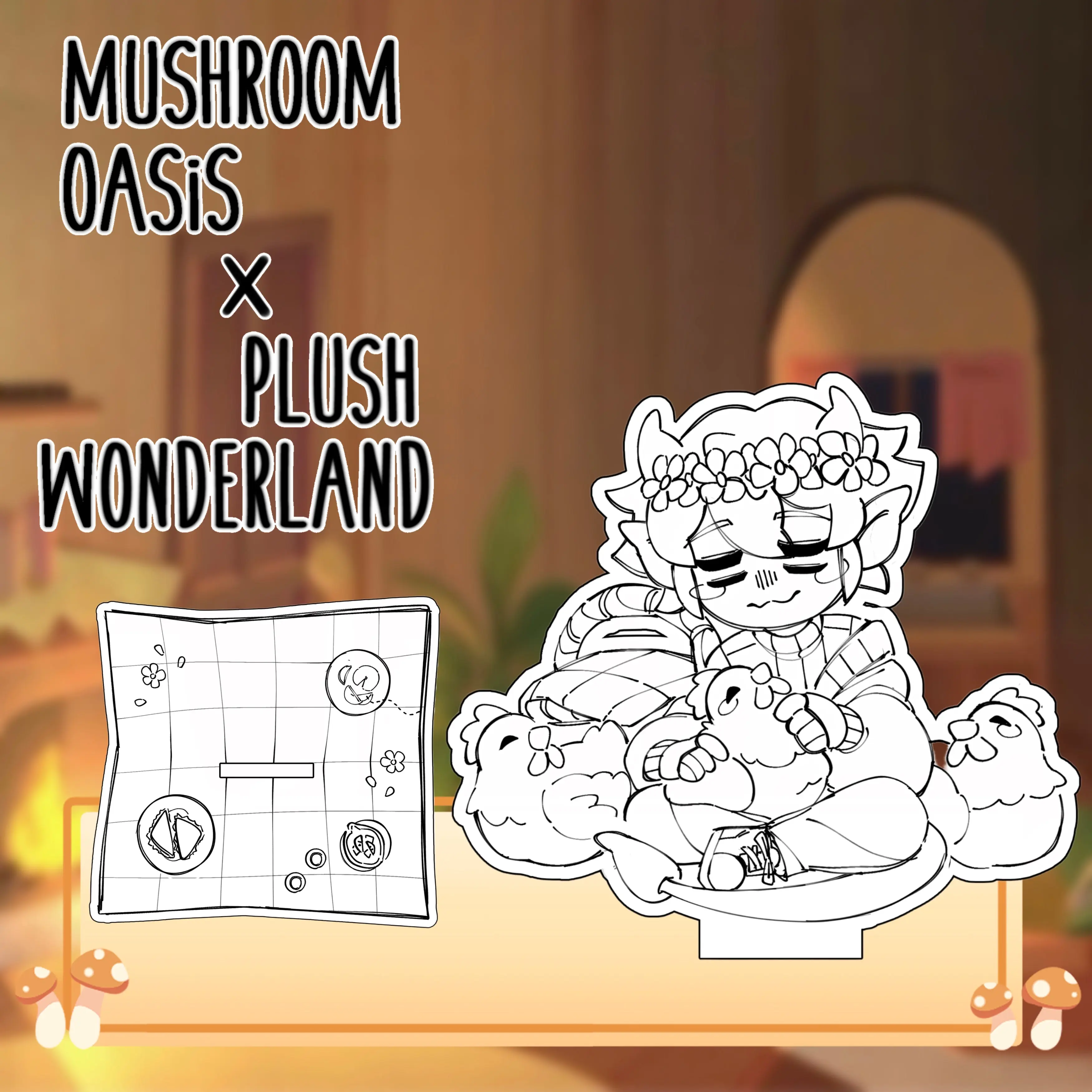 【PRESALE】【Authorized】PLUSH WONDERLAND Mushroom Oasis Mychael 8CM Picnic and Flower Acrylic Standees - Image 3